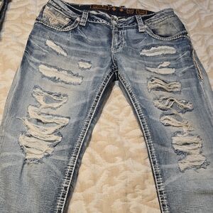 Rock Revival Light Blue Distressed Jeans